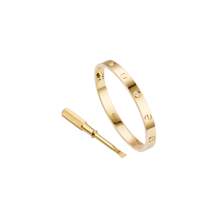 LOVE BRACELET, 4 DIAMONDS YELLOW GOLD, DIAMONDS