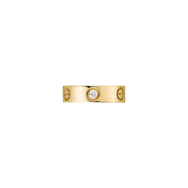 LOVE RING, 3 DIAMONDS YELLOW GOLD DIAMOND