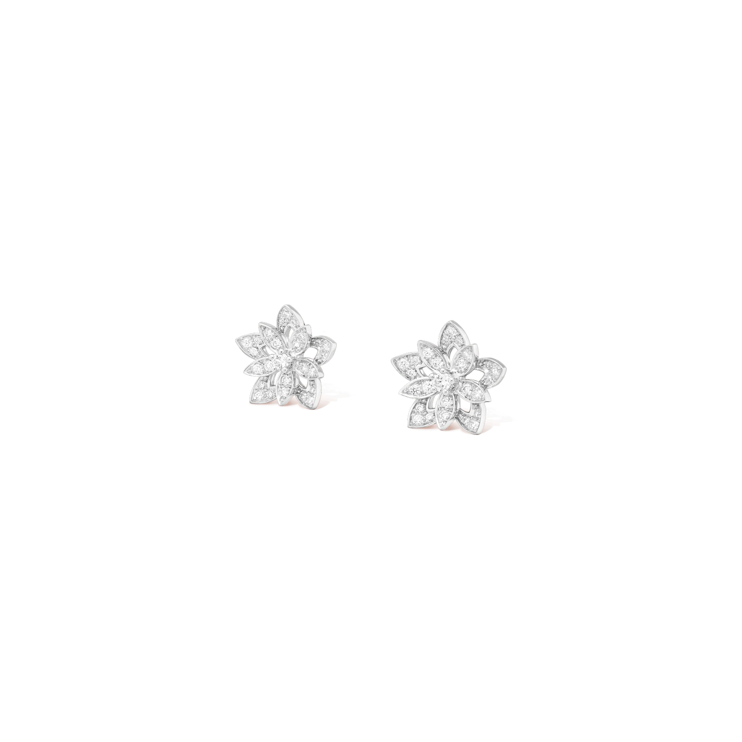 Lotus openwork earrings mini model White gold, Diamond