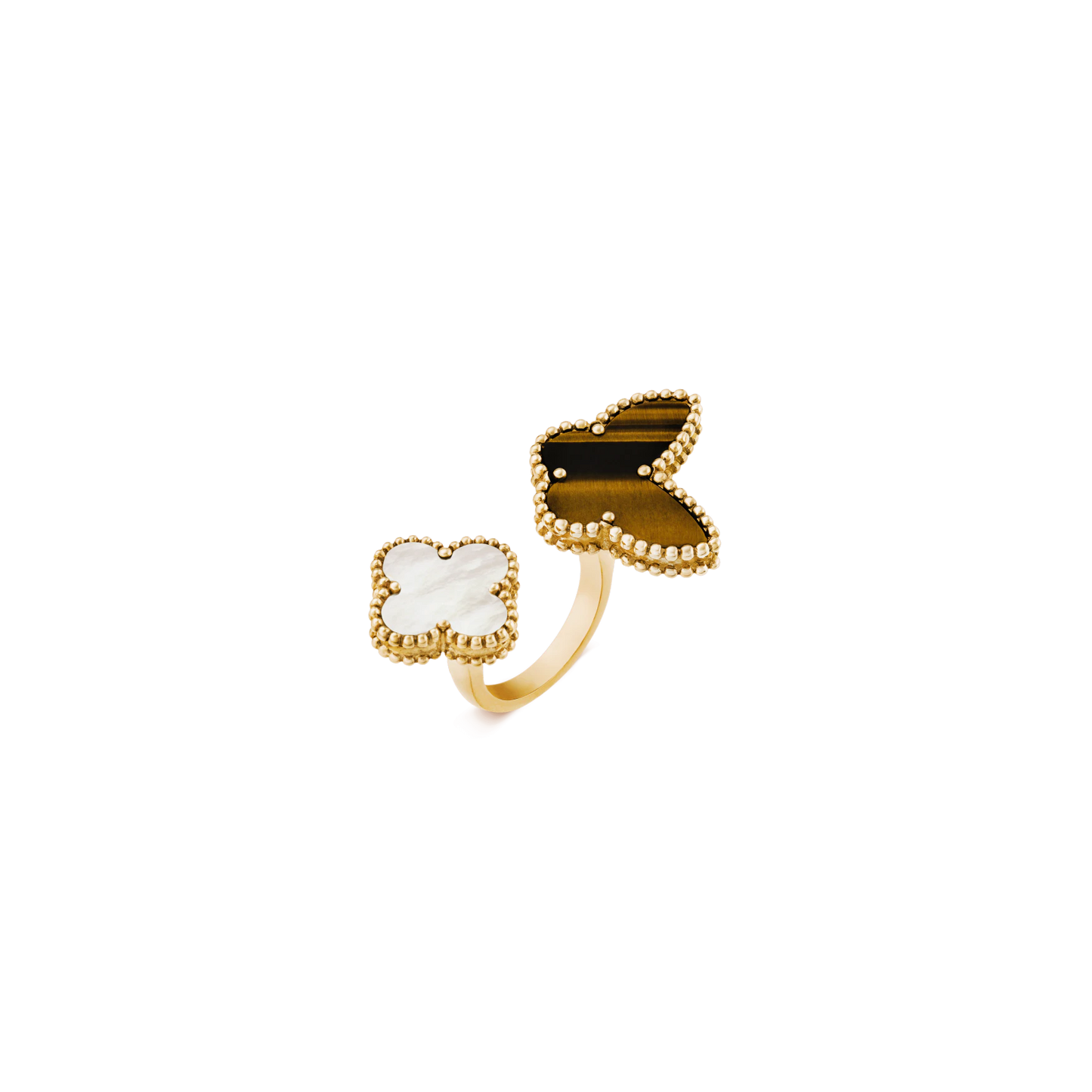 Lucky Alhambra Between the Finger ring Yellow gold, Mother-of-pearl, Tiger Eye