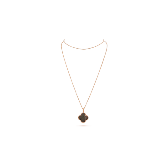 Magic Alhambra long necklace, 1 motif Rose gold, Mother-of-pearl