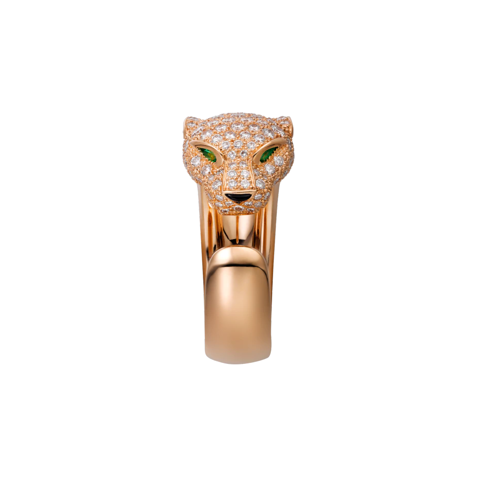 PANTHÈRE DE CARTIER RING PINK GOLD, DIAMONDS, EMERALDS, ONYX