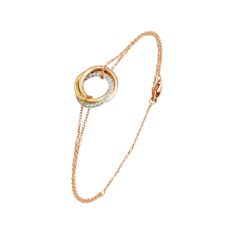 TRINITY BRACELET WHITE GOLD, YELLOW GOLD, PINK GOLD, DIAMONDS