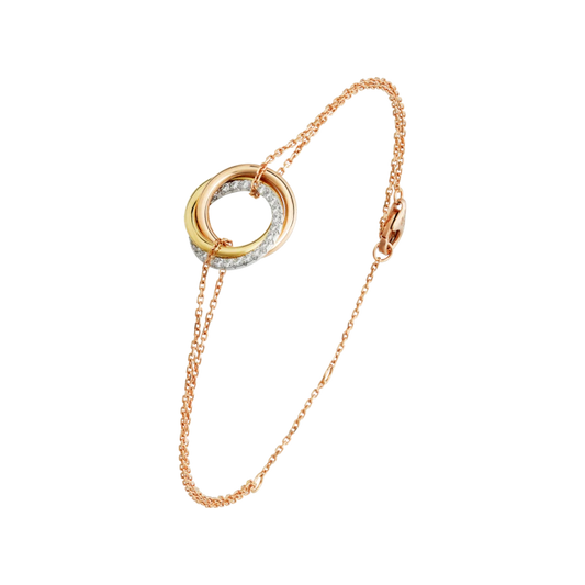 TRINITY BRACELET WHITE GOLD, YELLOW GOLD, PINK GOLD, DIAMONDS