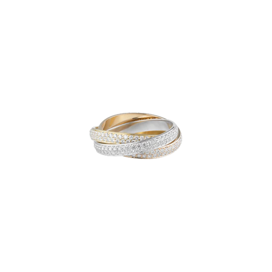 TRINITY RING, SMALL MODEL WHITE GOLD, YELLOW GOLD, PINK GOLD, DIAMONDS