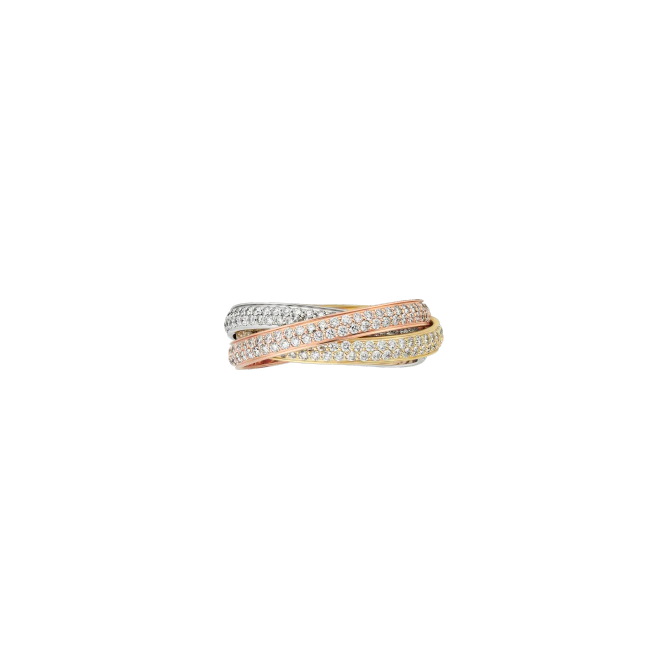 TRINITY RING, SMALL MODEL WHITE GOLD, YELLOW GOLD, PINK GOLD, DIAMONDS