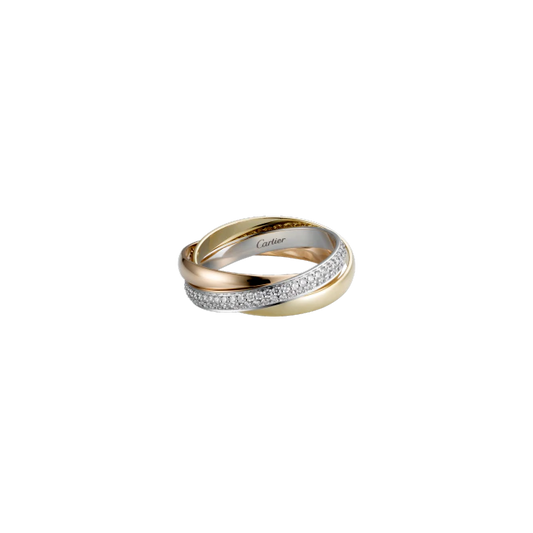 TRINITY RING, SMALL MODEL WHITE GOLD, YELLOW GOLD, PINK GOLD, DIAMONDS