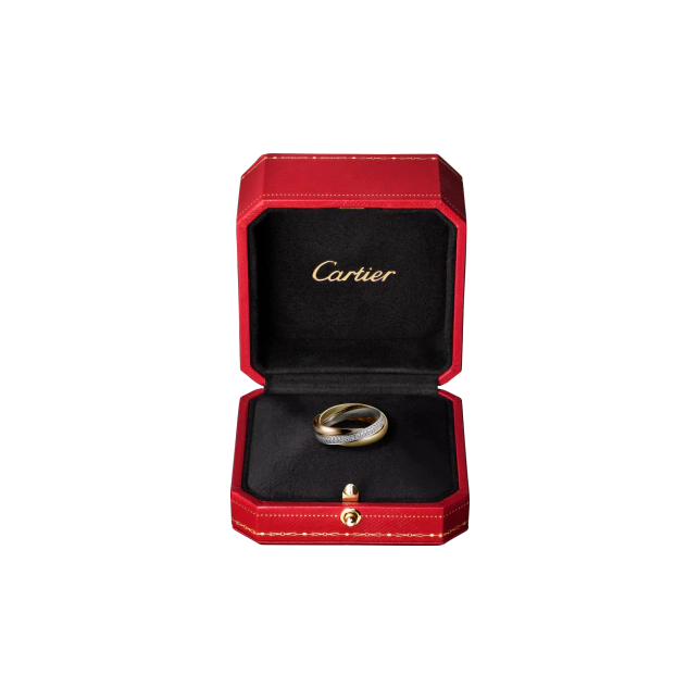 TRINITY RING, SMALL MODEL WHITE GOLD, YELLOW GOLD, PINK GOLD, DIAMONDS