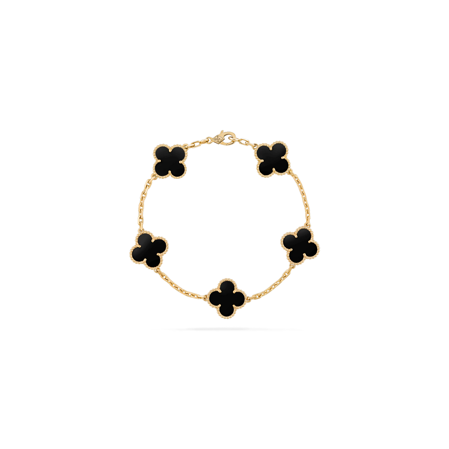 Vintage Alhambra bracelet, 5 motifs Yellow gold, Onyx