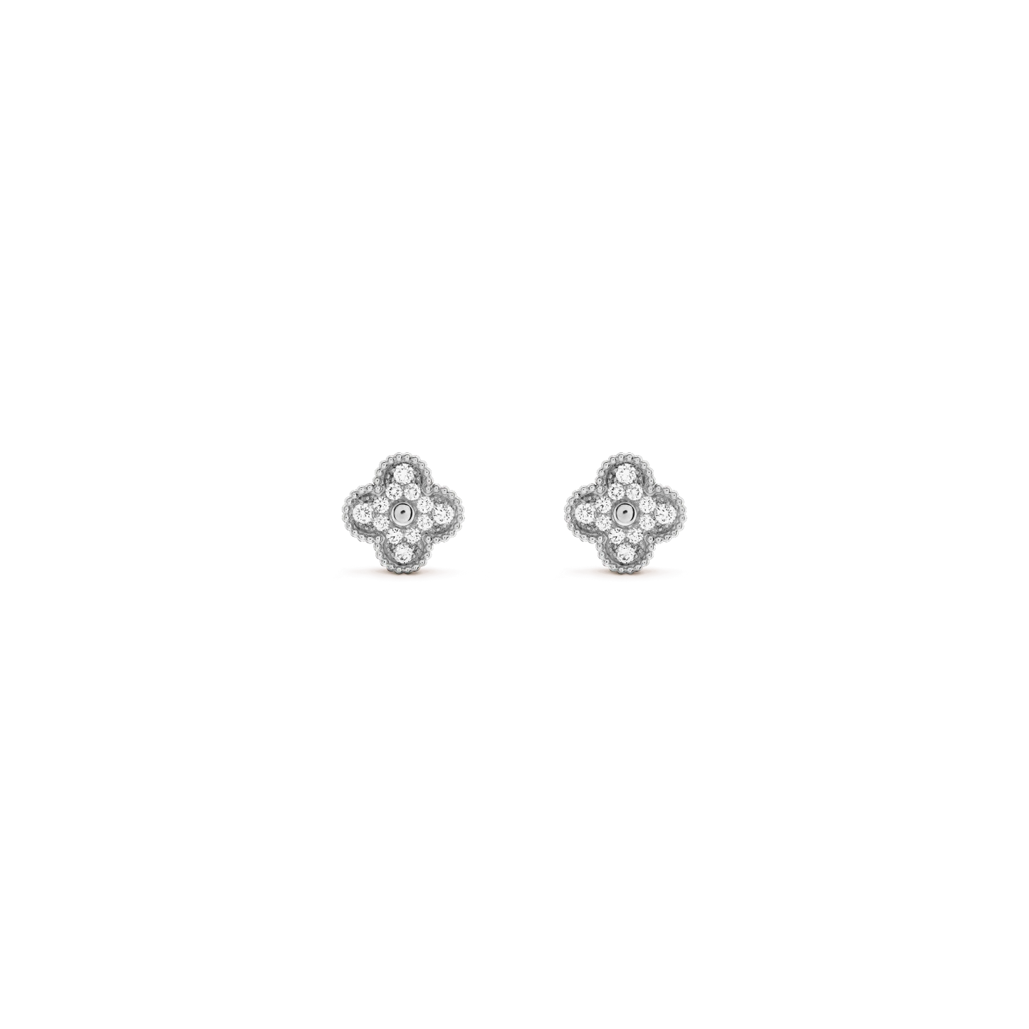 Vintage Alhambra earrings White gold, Diamond