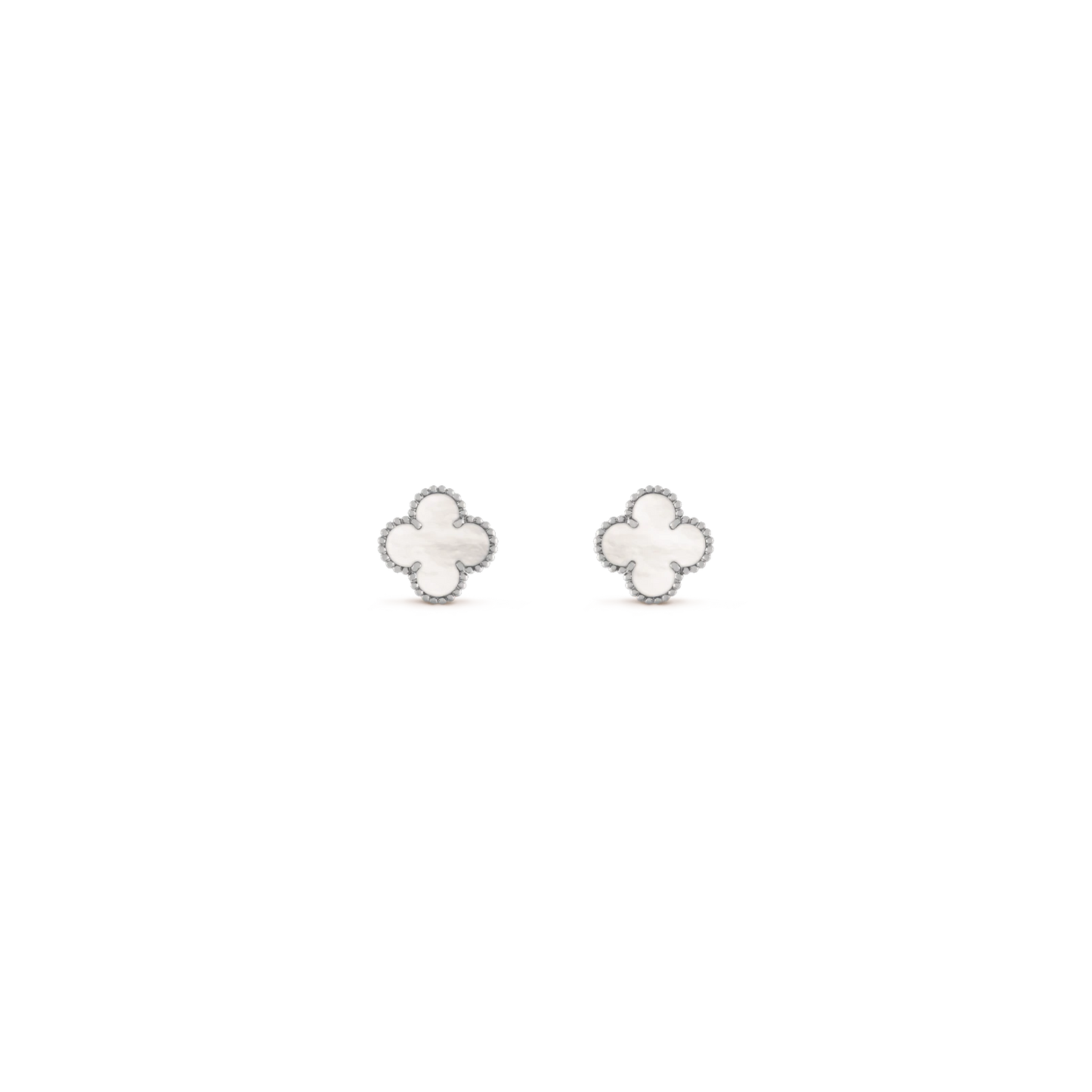 Vintage Alhambra earrings White gold, Mother-of-pearl