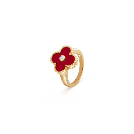 Vintage Alhambra ring Yellow gold, Carnelian, Diamond
